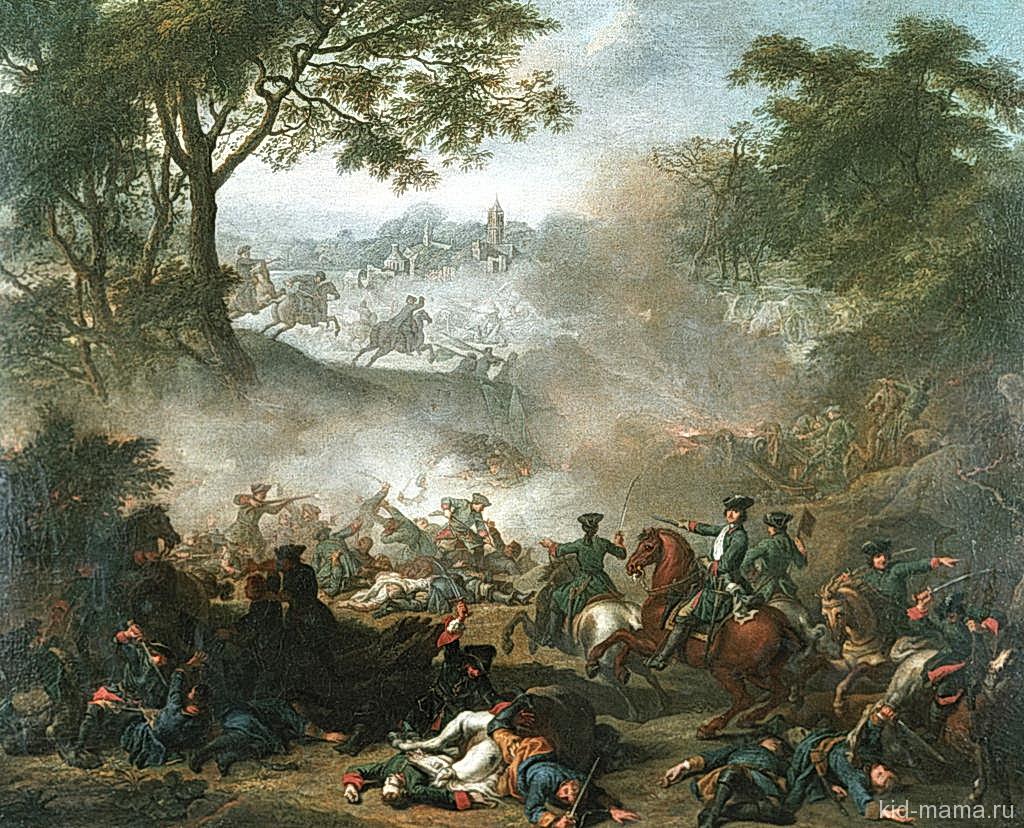 Битва при Лесной 1708 г. Картина Ж. М. Наттье, 1717